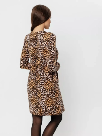 Платье женское леопардовое футер теплое нарядное ПЛФ591