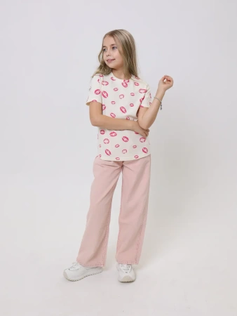 Футболка для девочки с принтом хлопок летняя пляжная