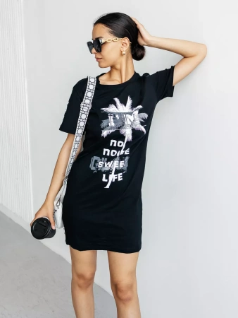 Туника женская домашняя больших размеров с принтом