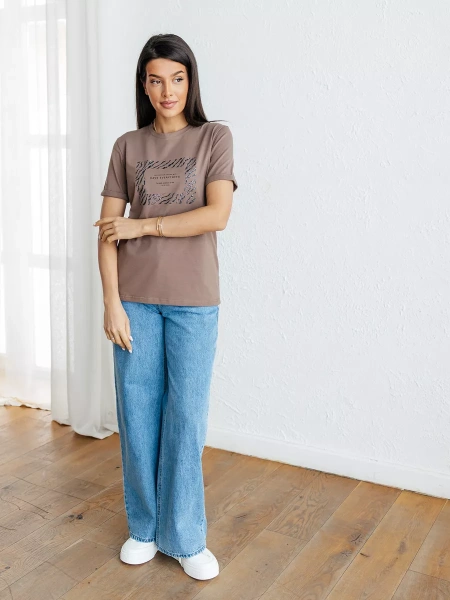 Футболка базовая хлопок с принтом больших размеров