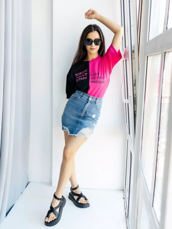 Футболка нарядная оверсайз с принтом больших размеров ФК531