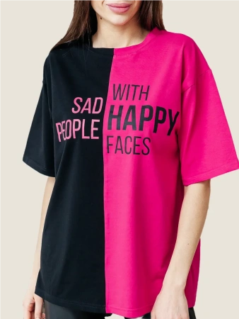 Футболка с принтом оверсайз больших размеров ФК531