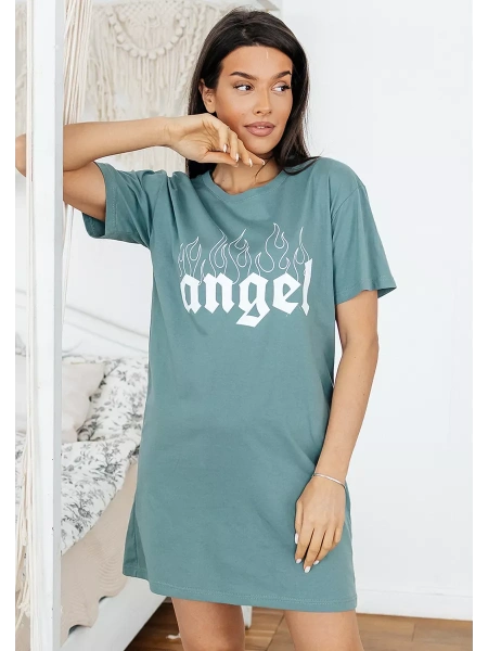 Хлопковая ночная сорочка с надписью