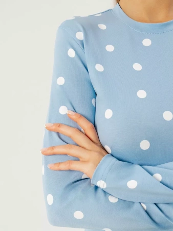 Лонгслив в горошек женский облегающий с принтом дк571