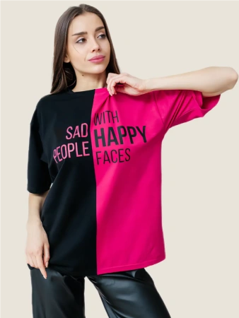 Футболка с принтом оверсайз больших размеров ФК531