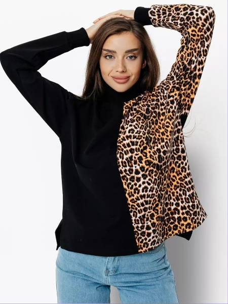 Кофта с горлом оверсайз большого размера нарядный