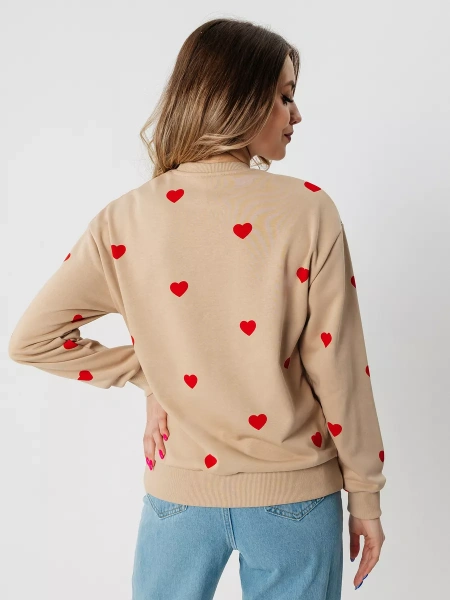 Свитшот женский с сердечками больших размеров ДФ580