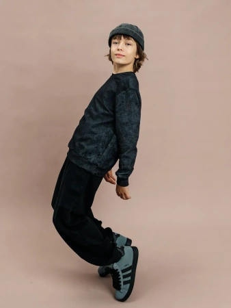 Свитшот для мальчика черный трикотажный подростковый в школу