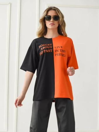 Футболка с принтом оверсайз больших размеров ФК531