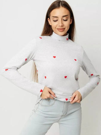 Водолазка женская облегающий лонгслив с принтом ДК572