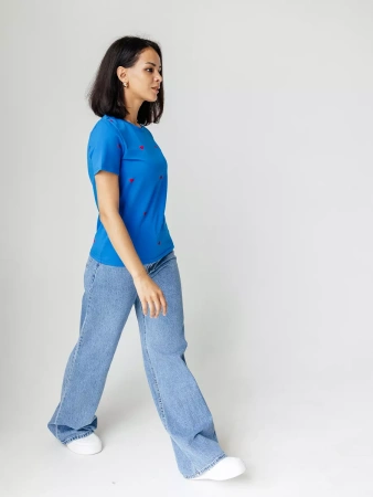 Футболка нарядная с сердечками хлопок больших размеров Ф561