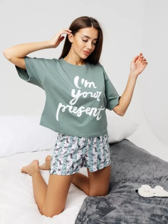 Пижама женская с шортами большие размеры хлопок