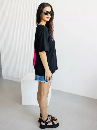 Футболка нарядная оверсайз с принтом больших размеров ФК531