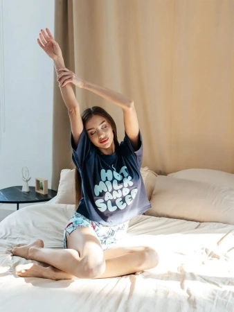 Пижама женская с шортами большие размеры хлопок