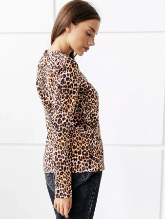 Лонгслив леопардовый женский облегающий с принтом дк571