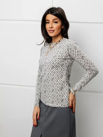 Лонгслив женский облегающий с принтом больших размеров дк571