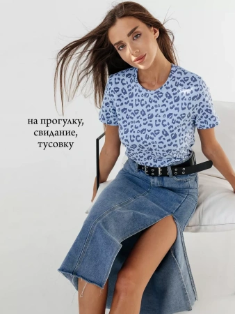 Футболка прямая с принтом хлопок больших размеров ФК561