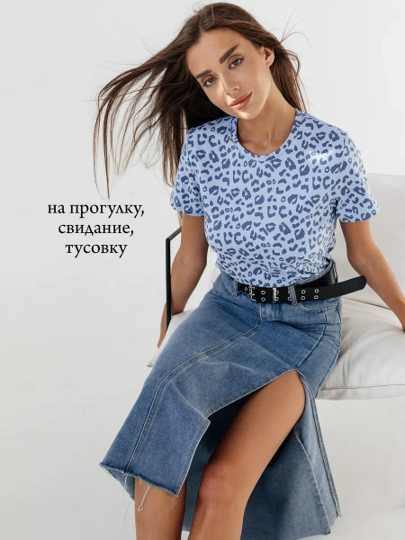 Футболка прямая с принтом хлопок больших размеров ФК561