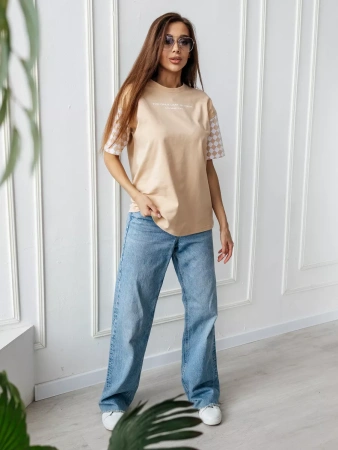 Футболка оверсайз с принтом длинная