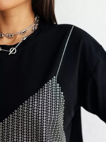 Футболка с принтом базовая хлопок имитация страз