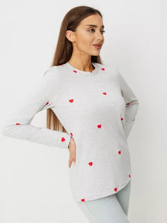 Лонгслив с сердечками облегающий с принтом дк571