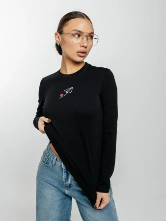 Лонгслив женский с принтом на груди нарядный ДК589