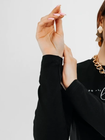 Лонгслив женский облегающий с принтом нарядный ДК589