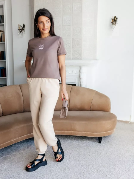 Брюки джоггеры на резинке домашние осень БФ595