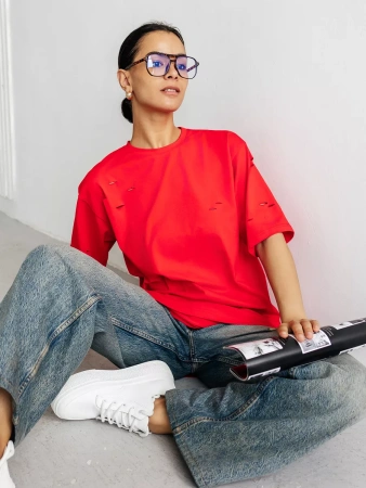 Футболка оверсайз большого размера с дырками