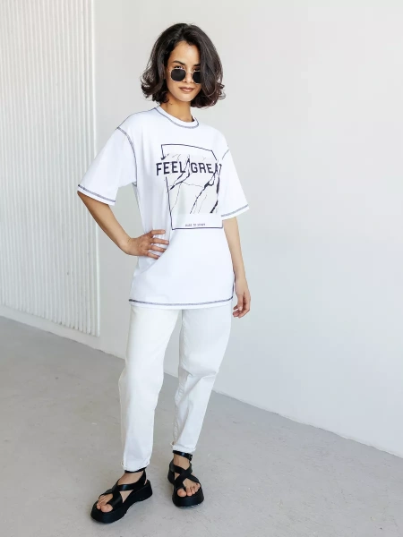 Футболка летняя оверсайз с принтом большие размеры