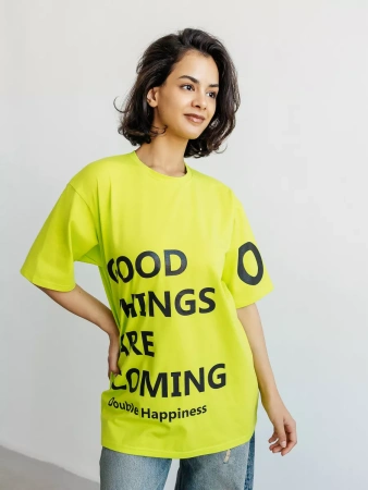 Футболка с принтом оверсайз летняя больших размеров OK