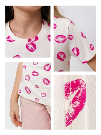 Футболка для девочки с принтом хлопок летняя пляжная