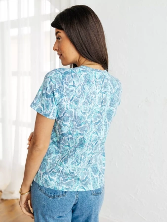 Футболка прямая с принтом хлопок больших размеров ФК561