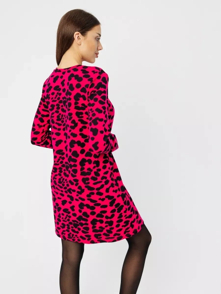 Платье женское трикотажное леопардовое мини трапеция ПЛИ577