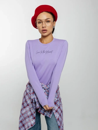 Лонгслив женский облегающий с принтом нарядный ДК589