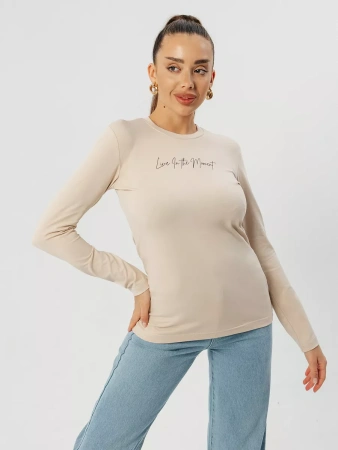 Лонгслив женский облегающий с принтом нарядный ДК589