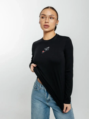 Лонгслив женский с принтом на груди нарядный ДК589