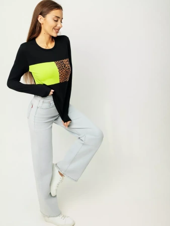 Лонгслив женский облегающий с принтом дк573