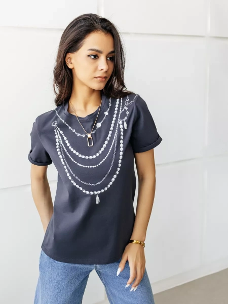 Футболка базовая хлопок с принтом больших размеров