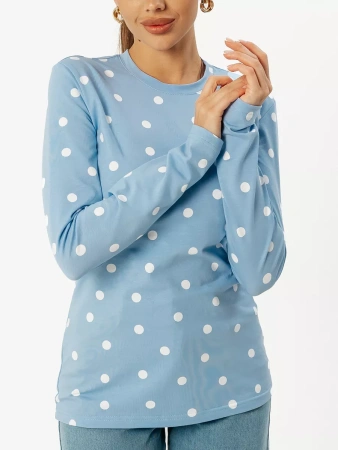 Лонгслив в горошек женский облегающий с принтом дк571