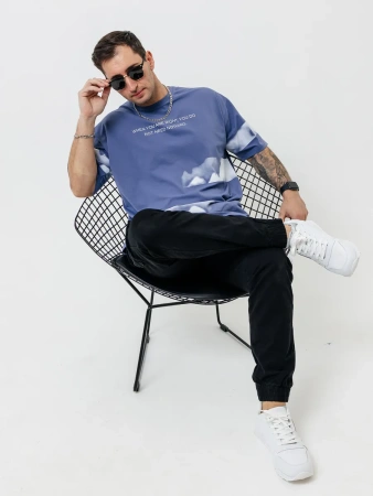 Футболка базовая оверсайз с принтом хлопок летняя