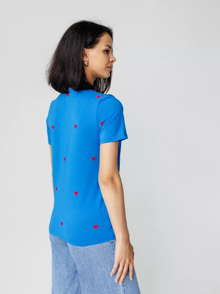 Футболка нарядная с сердечками хлопок больших размеров Ф561