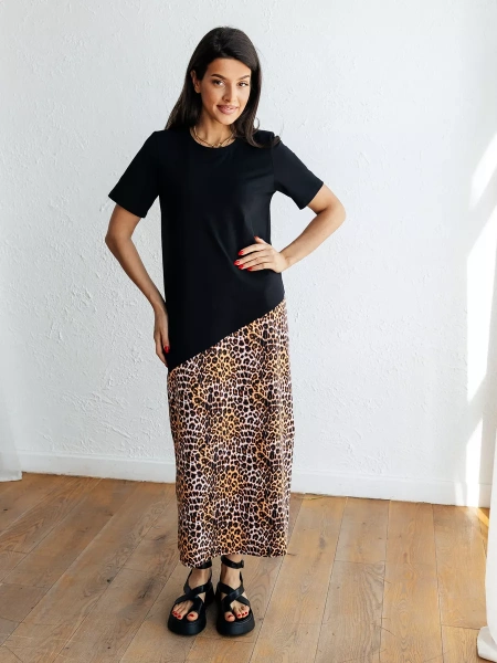 Платье женское леопардовое больших размеров длинное