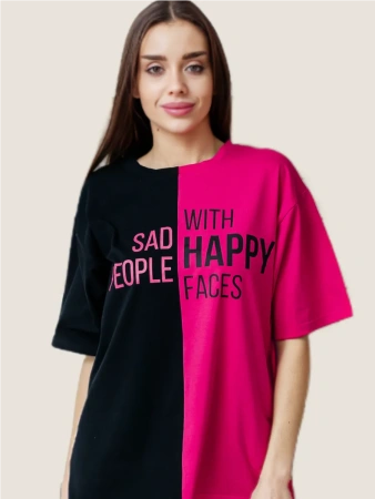 Футболка с принтом оверсайз больших размеров ФК531