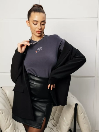 Лонгслив женский облегающий с принтом нарядный ДК589