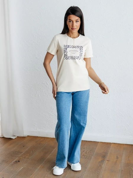 Футболка базовая хлопок с принтом больших размеров