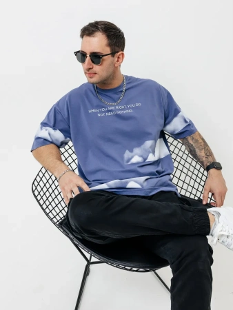 Футболка базовая оверсайз с принтом хлопок летняя