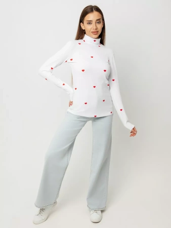 Водолазка женская облегающий лонгслив с принтом ДК572