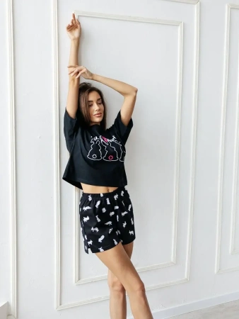 Пижама женская с шортами большие размеры хлопок