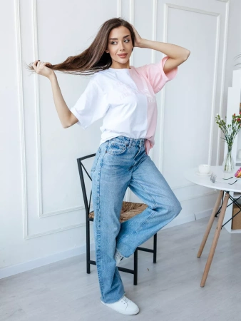 Футболка с принтом оверсайз больших размеров нарядная